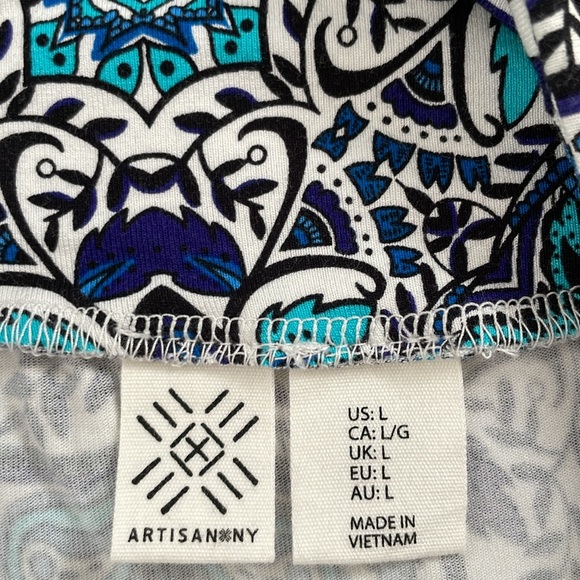 Turquoise, amethyst and aqua, blues, maxi skirt, size large by artisan New York - Picture 2 of 7